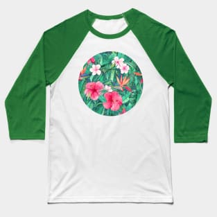 Classic Tropical Garden with Pink Flowers Baseball T-Shirt